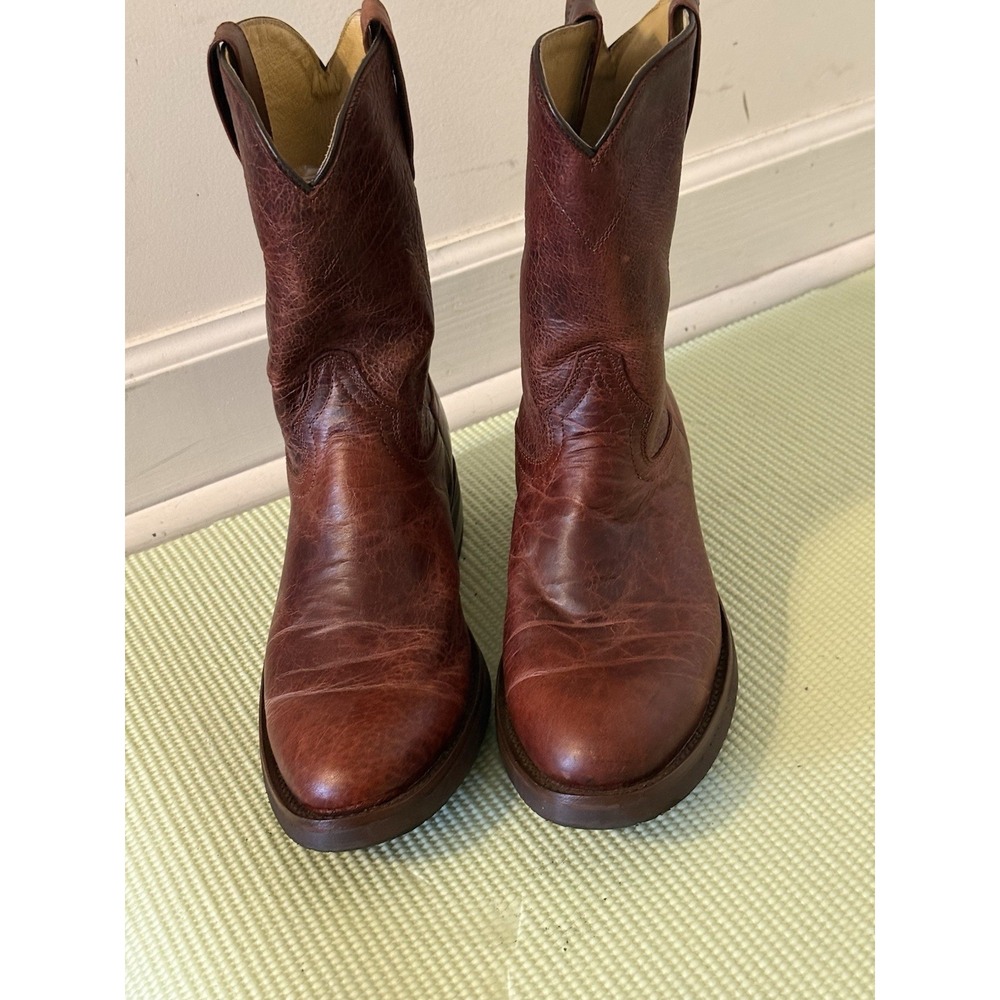 Men's EL General Brown Leather Cowboy Boots Size 8.5 USA Mexico Western